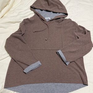 Brown/Gray Hooded Sweatshirt - M